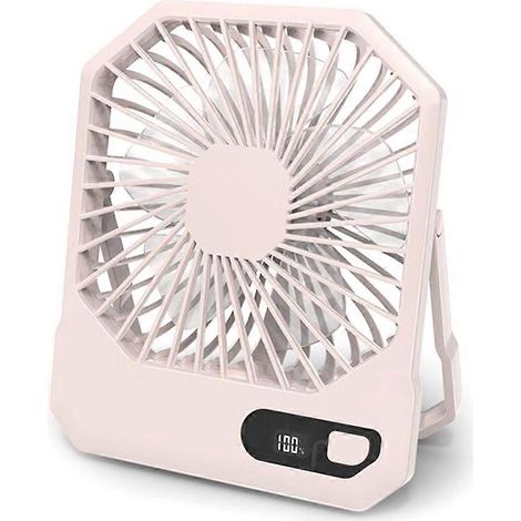 Kleiner, tragbarer Tischventilator mit 3 Geschwindigkeitsstufen für den Außenbereich, rosa