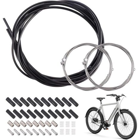 Set de Cable de Frein Vélo, Kit de Gaines de Câbles de Frein de Vélo de Montagne, Universel Kit de Fil de Câble de Changement de Vitesse, Câble De Dérailleur De Vélo, pour VTT, vélo de route (Noir)