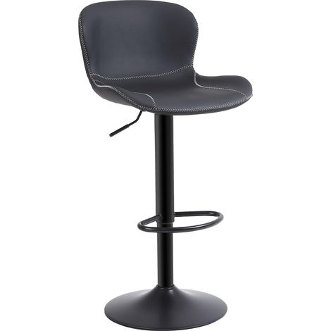 Bar Stools ,PU Leather,Armless,with Back (Black,Set of 1) (1/5)