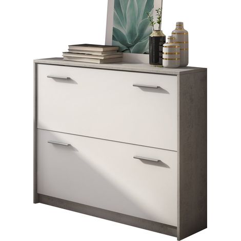 Zapatero Nespolo, Mueble Portazapatos Pares, Modular, Cajones, 98x24x80h cm Gris Cemento