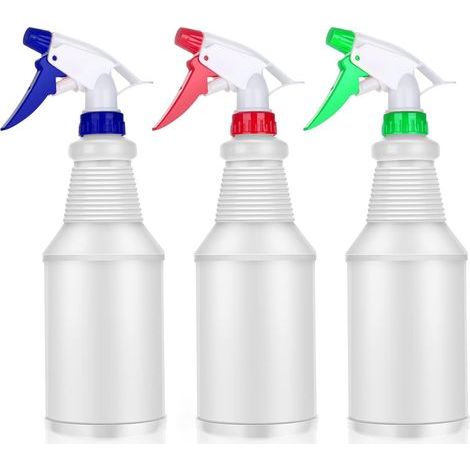 Botellas pulverizadoras vacías, 3 unidades, botellas de plástico recargables de 600 ml con modos de pulverización y chorro para limpieza, cocina, jardín y riego de plantas. (1/3)