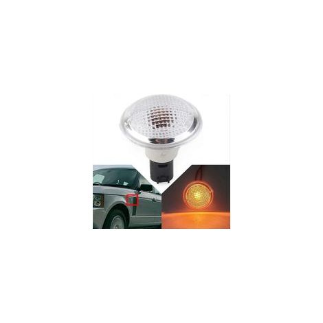 Feu de position latéral rond blanc transparent pour Land Rover ()-Crezuo
