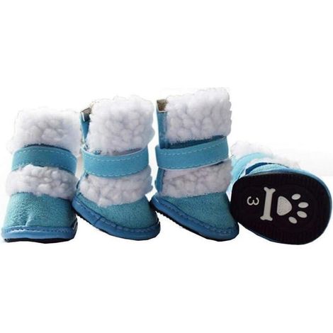 Bottes d'hiver bleues mignonnes pour petits chiens et chats - 2 paires, taille 1 (1/5)