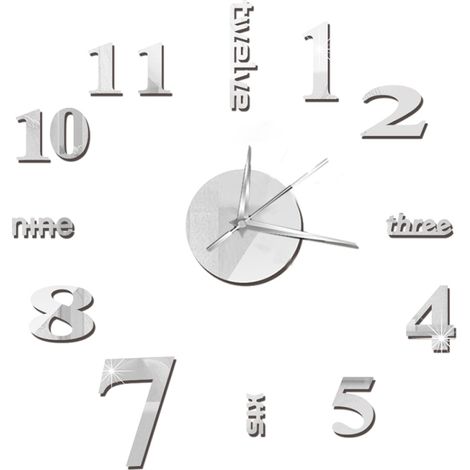 DIY-Wanduhr, rahmenlose Spiegeluhr, große, geräuschlose Wandaufkleber für Wohnzimmer und Heimdekoration