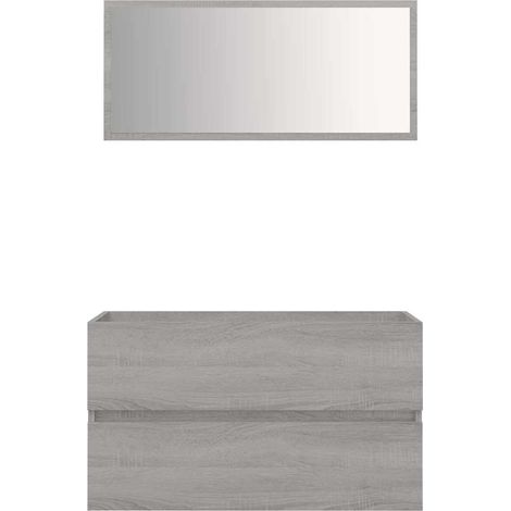 Ensemble de meubles de salle de bain 2 pcs Sonoma gris (1/5)