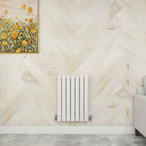 SKY Bathroom 600x413mm White Single Horizontal Oval Column Designer Central Heating Radiator (1/5)