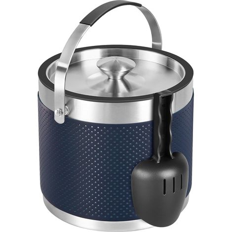 3.2L Seau a glacon isotherme à double paroi en acier inoxydable(bleu foncé) (1/5)