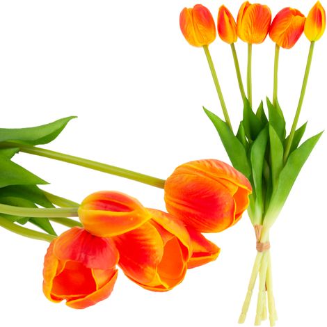Tulpenstrauß aus Schaumgummi CV31218-5, realistisch perforiert, orange, 5 Stück (1/5)