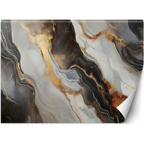 Papier peint Marbre Noir Gris Abstraction Industrielle 350x245 (1/5)