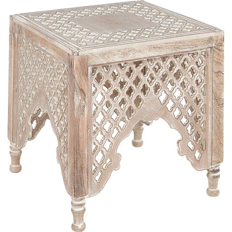 Mesa auxiliar de madera de mango clara 40 x 40 cm café oriental Kadma