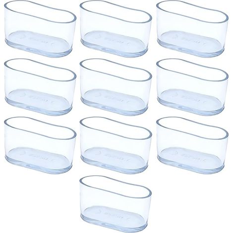 Lot de 10 housses de pieds de chaise ovales en caoutchouc transparent - Anti-rayures - Pour table, chaise, bureau (15 x 30 mm) (1/5)