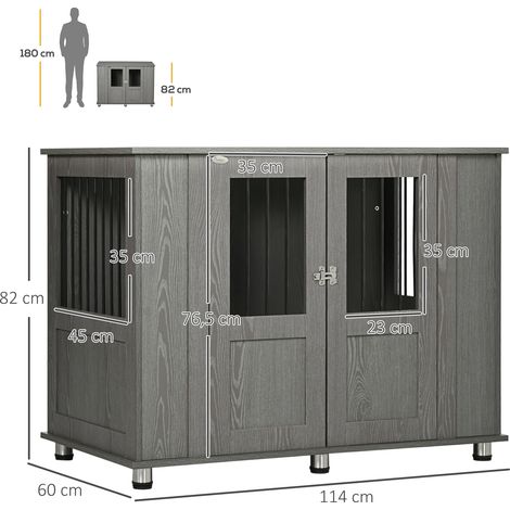 Hundekäfig Hundebox, 2 Türen, inkl. Verriegelung,114 cm x 60 cm x 82 cm, Grau (1/5)