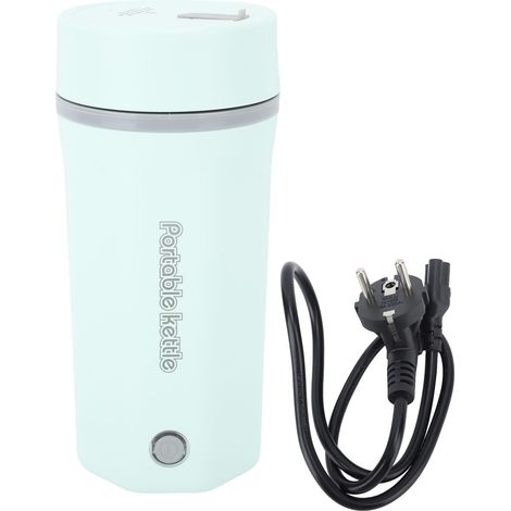 Bouilloire électrique portable de voyage 300W 500ml acier inoxydable 304, chauffe-eau automatique mini pour café thé lait, vert clair, fiche UE 220V 50Hz (1/5)