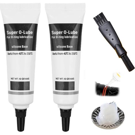 Graisse Alimentaire et Silicone Mécanique - 2 x 10 g + Brosse Double - Lubrifiant pour Machine à Café, Joints Toriques, Robinets et Plomberie (2 pièces) (1/4)