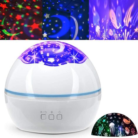 Luce Notturna per Bambini Lampada Proiettore per Luce Notturna Baby Star Rotazione a 360 Gradi 2 in 1 Proiettore per Luce Notturna Oceano Stellato 8 Colori che Cambiano Luce per Bambini Ragazzi Ragazz (1/5)