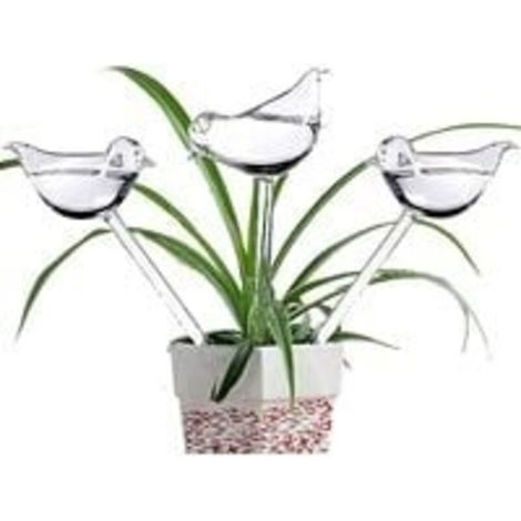 Set aus 3 Glas-Bewässerungskugeln mit vogelförmigen Bewässerungsspitzen für Zimmer- und Gartenpflanzen (1/4)