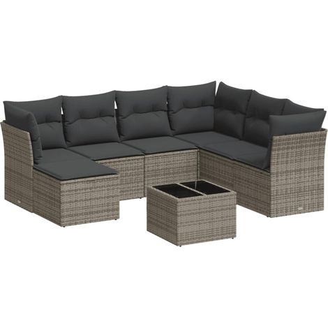 Maison Exclusive - 8-tlg. Garten-Sofagarnitur mit Kissen Grau Pol