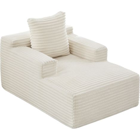 Chaiselongue individual de cordón beige HOMVRA (1/5)