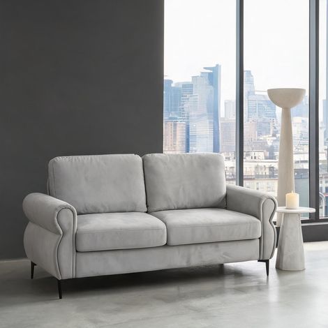 Canapé fixe 3 places compact en tissu gris clair 173,5 cm (1/5)