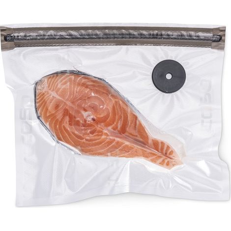 CASO Vacu ZIP bags 26 x 23 cm, 20 sacchetti adatti SousVide, senza BPA, con 150 µm particolarmente resistenti, antistrappo, riutilizzabili, per macchina sottovuoto CASO (manuale) con adattatore ZIP,