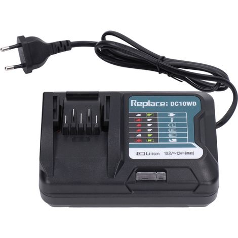 Fafeicy Lithium-Batterieladegerät Effizientes intelligentes Erhaltungsladegerät für DC10.8-12V BL1015 BL1016 DC10WD DC10WC (EU-Stecker).