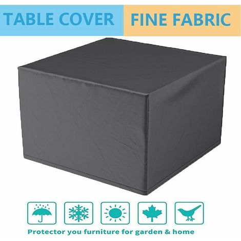 FOREHILL Bâche de protection Carré 115x115x74cm, Bâche De Protection pour Mobilier, Étanche Housses Meuble Exterieur, Robuste 420D Oxford Meuble Cover, pour Table, Chaises