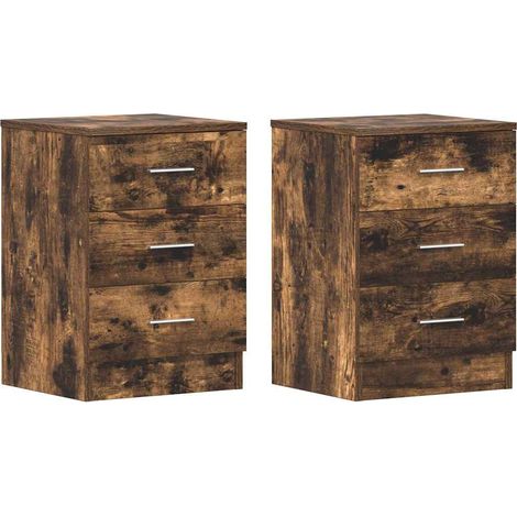 Mesitas de noche 2 uds contrachapado roble ahumado 38x35x56 cm vidaXL