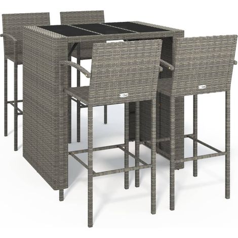 Maison Exclusive - 5-tlg. Gartenbar-Set Grau Poly Rattan