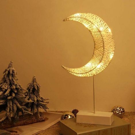 Veilleuse Enfants - Lampe Chevet LED Forme Lune - Alimentation Piles AA - Éclairage Nuit Blanc Chaud - 1 Pièce (1/5)
