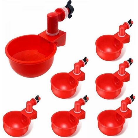 6pcs Automatic Chicken Waterer Supplies Bowl Cups Plastic Bowl, Poultry Water Dispensers Automatic Water Drinking Cups for Chicks Quail Ducks Bird (1/4)