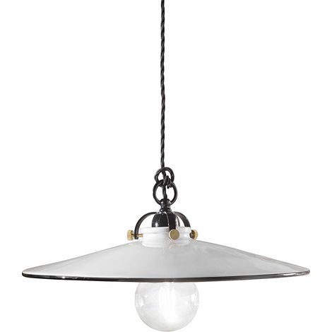 Lampadario Classico Asti Ottone E Ceramica Nero 1 Luce E27 (1/5)