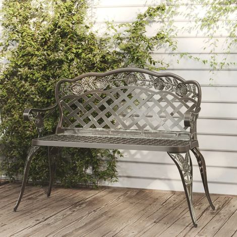 Gartenbank 108 cm Aluminiumguss Grün (1/5)