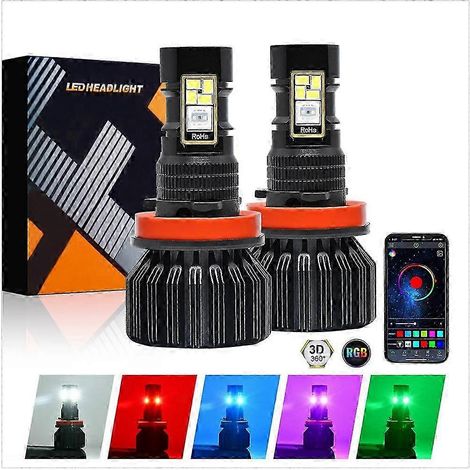 Phares antibrouillard LED RGB multicolores pour voiture, contrôlables par application, H8 H9 H11 (1/5)