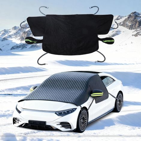Frontscheibenabdeckung Winter, 2025er Version Windschutzscheibenabdeckung Auto mit 6 Riemen, wasserdichte & EIS Schnee Auto Scheibenschutz Abdeckung mit Reflektorstreifen für Pkw, SUV (1/5)
