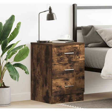 Bedside Cabinet Smoked Oak 38x35x56 cm Engineered Wood vidaXL