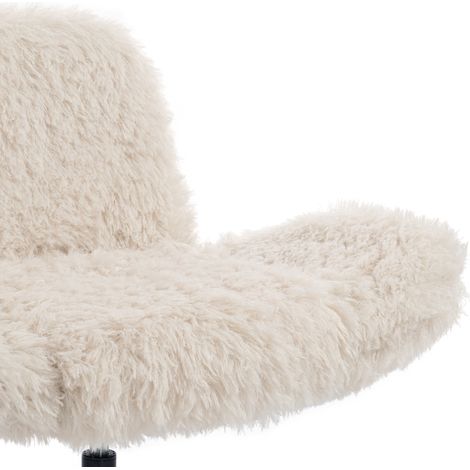 Chaise de bureau ergonomique en laine crème avec accoudoirs rabattables et roulettes, hauteur réglable (1/5)
