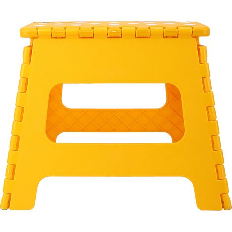 Tabouret Pliant En Plastique - Résine Thermoplastique Robuste - Design Antidérapant Avec Verrouillage - Pour Intérieur Et Extérieur - Jaune (1/5)