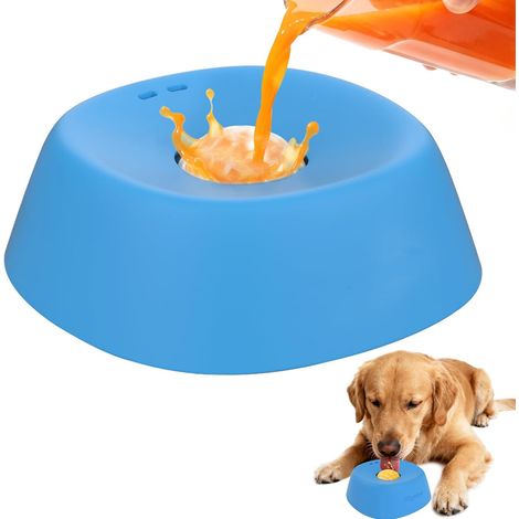 Gamelle Slow Food pour chiens, friandises liquides, antidérapante [avec distributeur de friandises intégré], gamelle à lécher pour bouillon d'os, jouet à lécher pour chiot contenant du yaourt (3/4 tas (1/5)