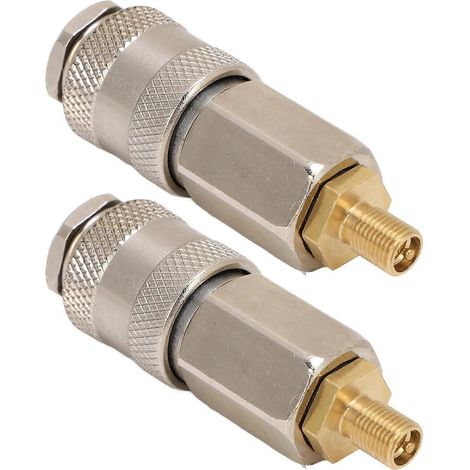 2er-Pack tragbare Luftkompressor-Adapter, robustes Stahl-Außengewinde auf US-Ventil, 3-in-1-Schnellanschluss