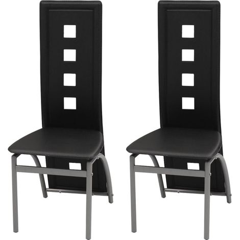 Sillas de comedor 2 unidades cuero sintético negro vidaXL