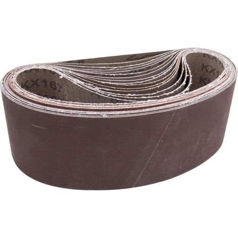 Lot de 15 bandes abrasives en oxyde d'aluminium 75 x 533 mm - 3 x grain 60, 100, 150, 240, 400 - Pour ponceuse à bande, ponceuse à doigts, pour métal, bois (1/2)