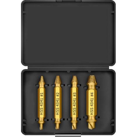 Extracteur de Vis Double Tête 4341, Outil Électrique Type Pince avec Revêtement Titane, Kit de 4 Pièces avec Boîte en Plastique-lsw