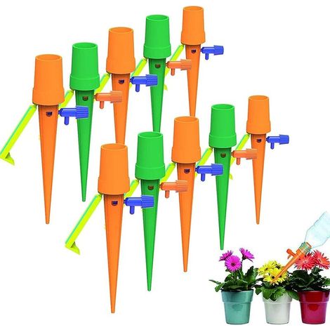 Tropfbewässerungssystem – Automatisches Bewässerungssystem für Topfpflanzen – Verstellbares Ventil – Kompatibel mit Flaschen von 20,5 bis 28 mm – 10er-Packung (1/5)