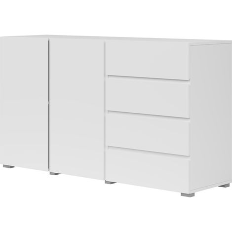 Buffet 2 portes 4 tiroirs Maxis Blanc (1/4)
