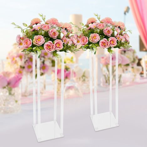 20x20x80cm2 pcs acrílico boda flor stand centro corredor decoración mesa flores bola titular flores artificiales boda decoración stand (1/5)