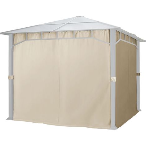 4 Seitenteile für Gartenpavillon Sunset Deluxe 3x3 m - Polyester ca. 180 g/m² mit Reißverschluss - champagner (1/5)