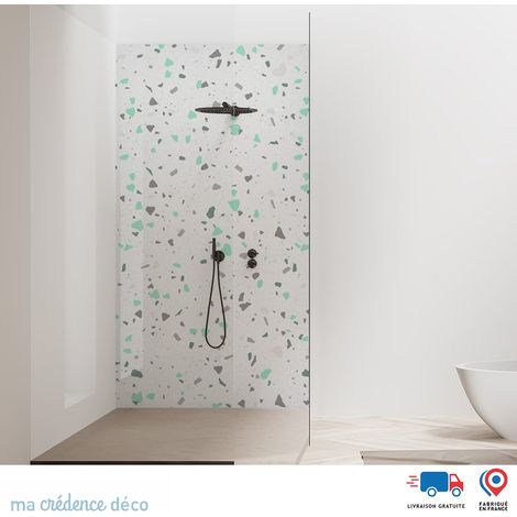 Panneau de douche : Terrazzo di Vigoleno - Couleur Vert pastel - Alu composite - 90 - 245 (1/2)