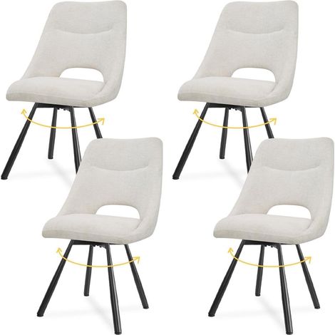 Esszimmerstühle 4er Set drehbar 360° Kaschmir-Stoff beige, ergonomisch (1/5)