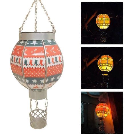 Lanterne solaire suspendue en forme de montgolfière - Décoration de Noël - Fonction polyvalente (1/4)