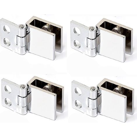4 Pièces Charnière Meuble Porte en Verre, Charnière à Pince, Clip de Porte en Verre, Convient pour Vitrine, Ouverture et Fermeture du Verre (1/4)
